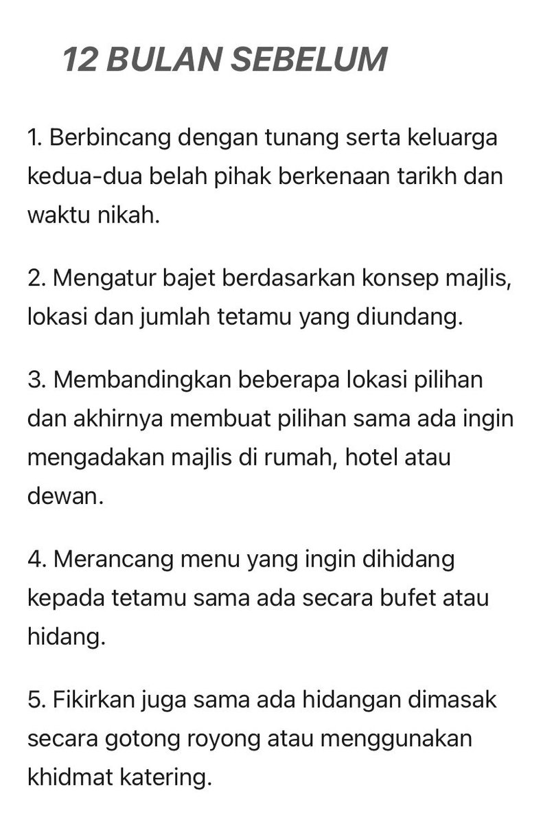 twtkahwin_my's tweet photo. PERSEDIAAN LENGKAP 12 BULAN SEBELUM KAHWIN (VERSI 2022)

A thread https://t.co/fEiBjnXX35