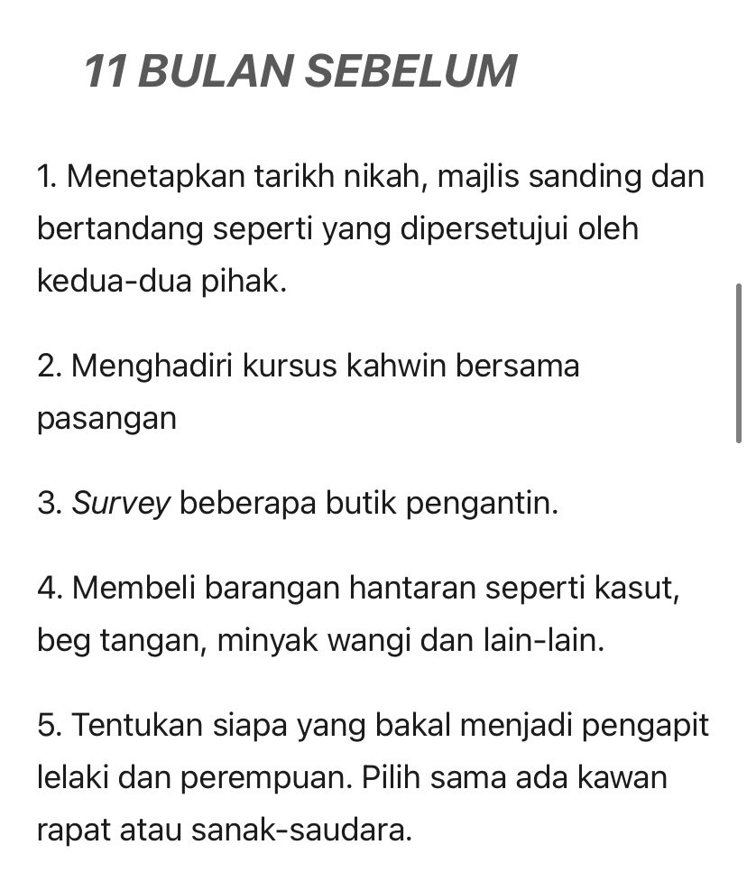 twtkahwin_my's tweet photo. PERSEDIAAN LENGKAP 12 BULAN SEBELUM KAHWIN (VERSI 2022)

A thread https://t.co/fEiBjnXX35