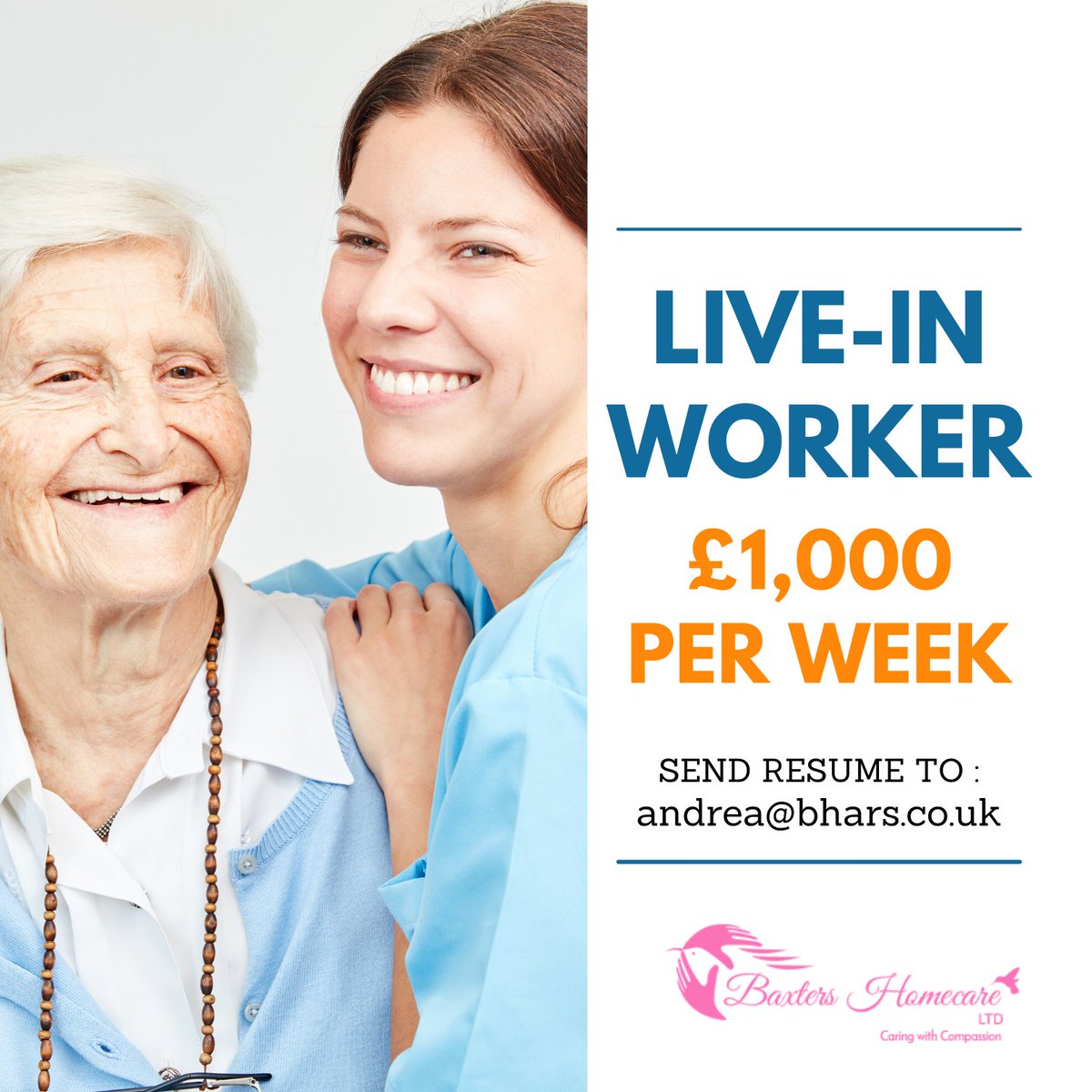 homecarebaxters's tweet photo. Live-in carer is urgently needed. £1000
per week. Apply online today or send resume to
andrea@bhars.co.uk #sloughjobs . #baxtershomecare
#liveincarer #nowhiring #jobvacancy #carejobs
#nhsjobs #CareJobs #liveincarerjobs
#jobsinslough https://t.co/SlGml9JKgv