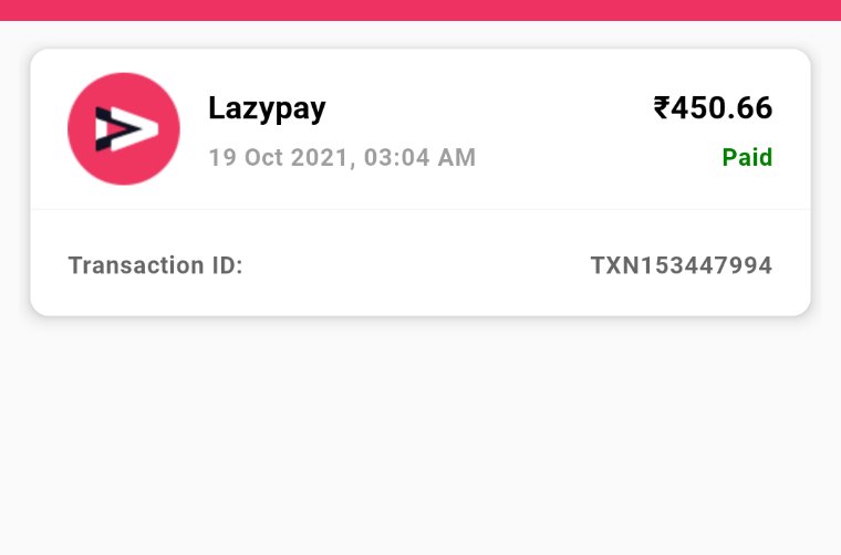 urstrulydeepu's tweet photo. @Lazy_Pay I am not sure about the payment of INR 450. This transaction was not done by me?? Please add more details to this. As I haven't made any transaction in midnight 3.04 am from Lazypay. https://t.co/lG8dxosg3b