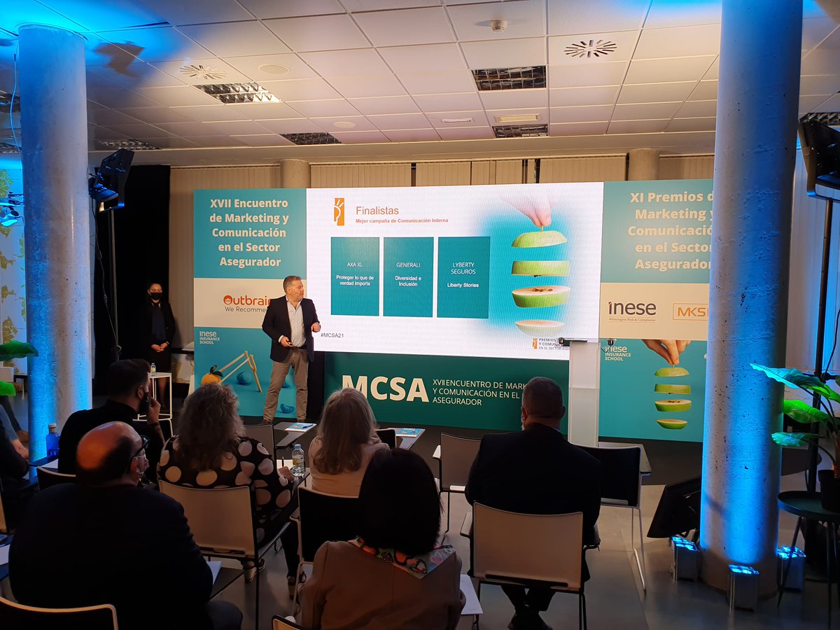 Dentro del #MCSA21 celebramos los XI Premios de Marketing y Comunicación en el Sector Asegurador. 
El ganador 🏆 de la mejor campaña de Comunicación interna es: ¡¡ @GrupoLiberty_es !! Finalistas:  @AXA_XLy <a href="/GENERALI_es/">GENERALI España</a> 🎉Enhorabuena🎉