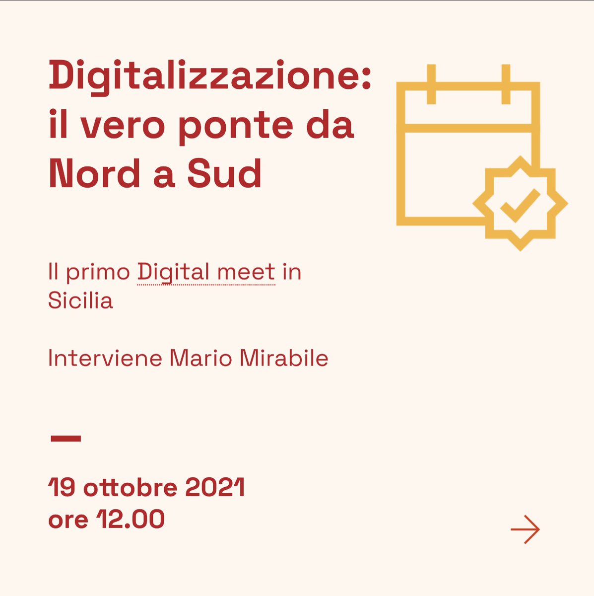 south_working's tweet photo. ⏰ Il Vice Presidente Esecutivo di South Working® @mario_mirabile prenderà parte oggi, martedì 19 ottobre, alle 12:00, al primo #DIGITALmeet Sicilia, che si svolgerà in modalità ibrida tra interventi online e in presenza nell’Aula Magna dell’Università di Messina. https://t.co/YXhDzOOQYk