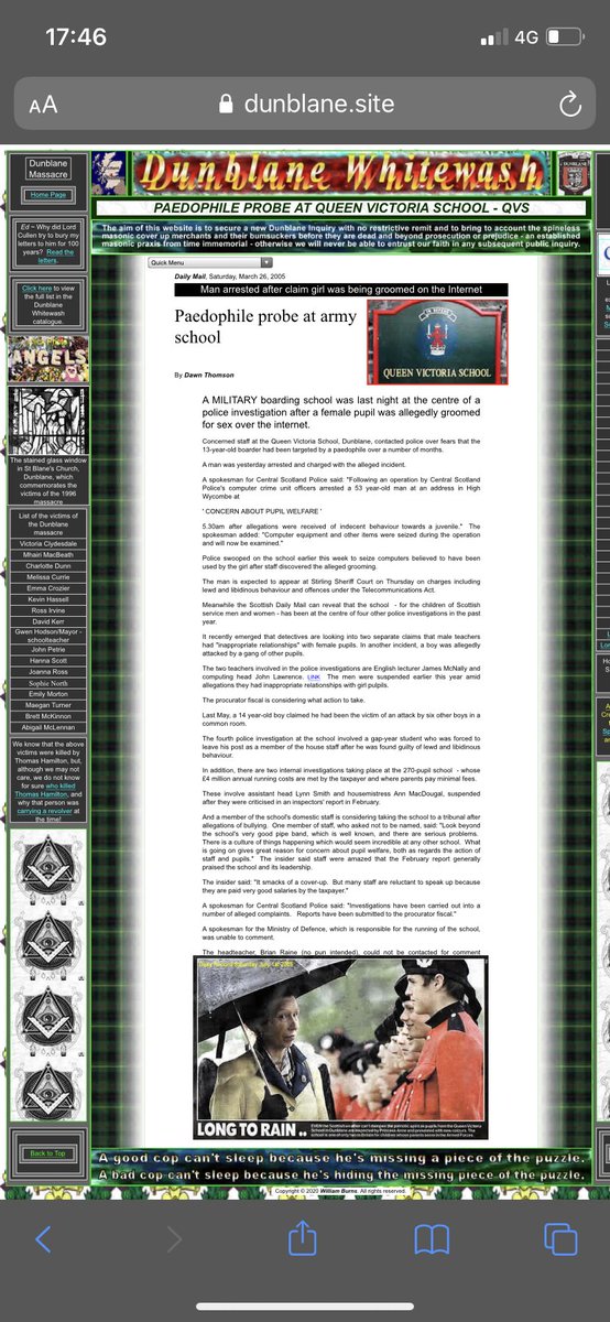 jebrittan2's tweet photo. #QueenVictoriaSchool Dunblane Inquiry begins today.
@MinogueTom how deep will a Scottish Child Abuse Inquiry dig into a Ministry of Defence ESTABLISHMENT?
My experience of #SherbornePrep was of a PR/filing exercise. No digging. DfE held over 2,800 documents on RL😡
#CSAWhitewash https://t.co/QXlamCekYn