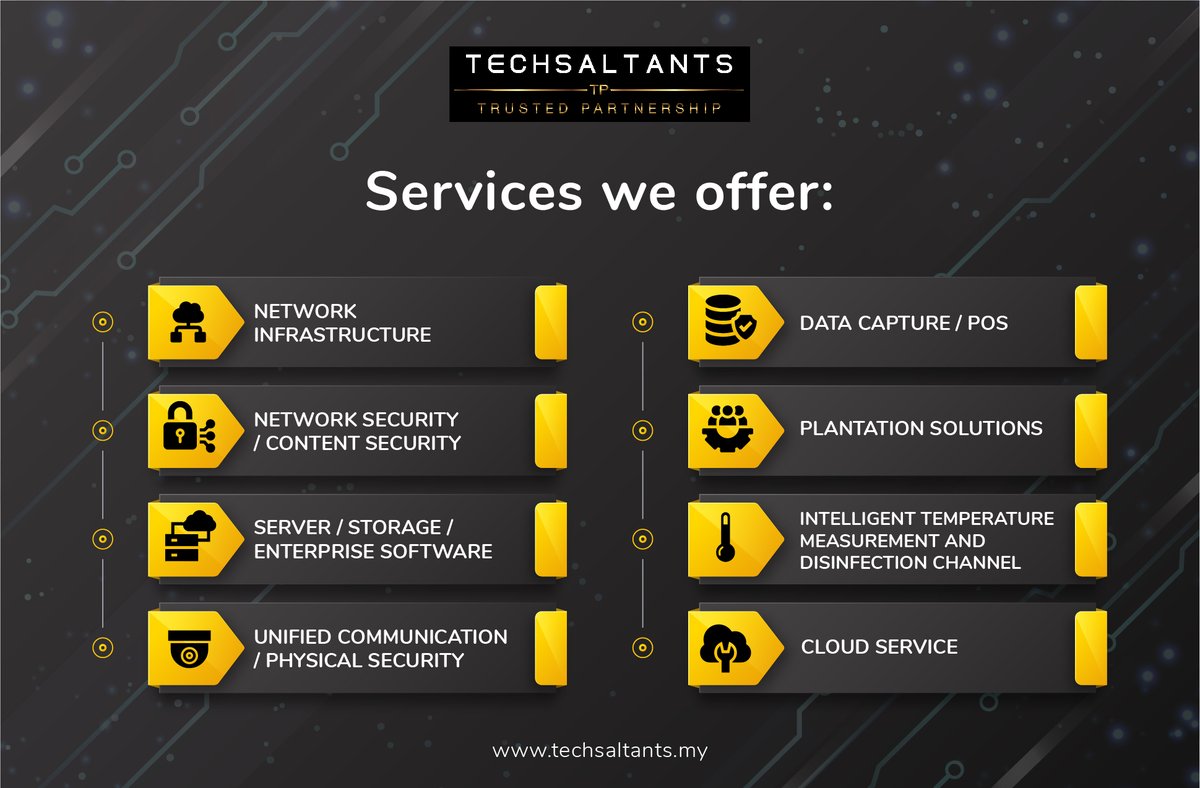 techsaltants's tweet photo. Techsaltants offers reliability and quality technology solutions that could elevate your business.

Let us help you find out🧐
🖱️ Visit us @ https://t.co/TtycPPO41s
☎️ Call Us @ +6(03) 7967 9632
📧 Email: hello@techsaltants.my

#Techsaltants #NetworkSecurity #ReliableNetworks https://t.co/8CW9P9GREG