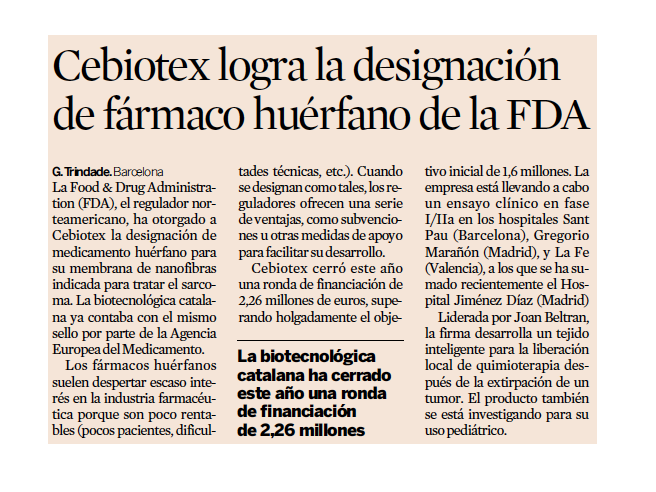 TangramLegal's tweet photo. 💊La @US_FDA designa el producto de @CEBIOTEX como un "medicamento huérfano", lo que conlleva el acceso a #subvenciones u otras medidas de apoyo para facilitar el #desarrollo de un producto de salud pública poco desarrollado por la industria farmacéutica. ¡Enhorabuena equipo!🧪 https://t.co/KPsQQrUKi7