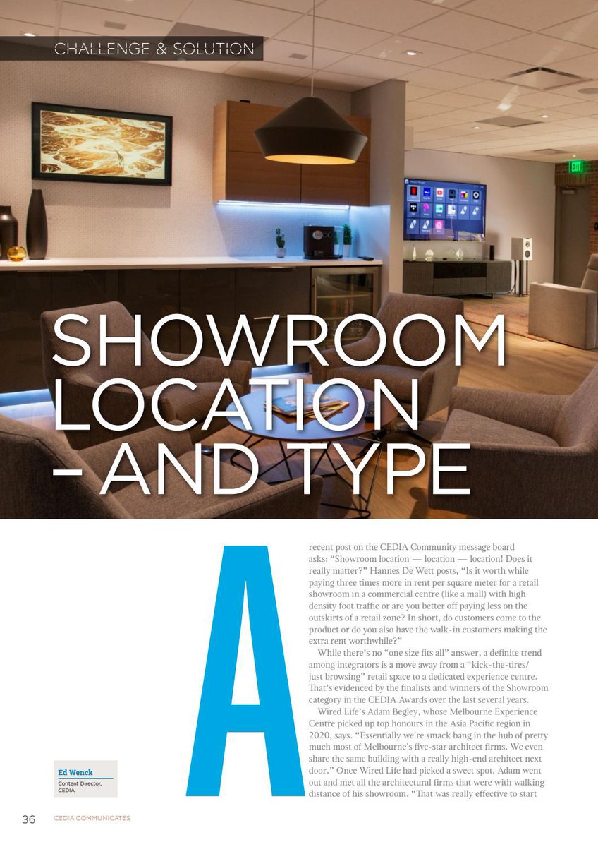 CEDIA_EMEA's tweet photo. Thinking about having your own showroom? Here's some advice from Cinegration and Wired Life in the latest edition of CEDIA Communicates: https://t.co/ZEDfBG42jZ
#CEDIACommunicates #Advice #CEDIAAwardWinners #Showroom https://t.co/S2t5jTJrOx