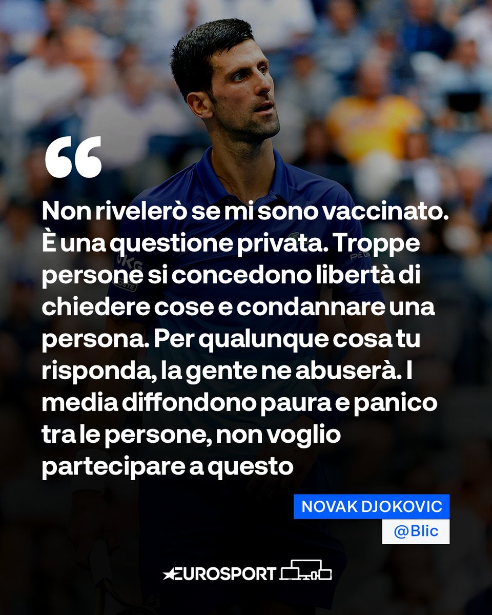 Eurosport_IT's tweet photo. Novak Djokovic conferma che sarà a Torino per le #AtpFinals, mentre sui vaccini... 📢
➡️https://t.co/bUorzjozUi

#EurosportTENNIS https://t.co/yBx0Owqru0