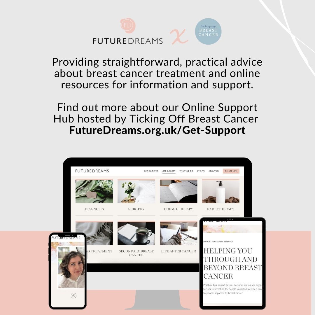 Our Online Support Hub aims to provide straightforward, practical advice about #BreastCancer treatment and easy-to-navigate links to reputable online resources for further information and support. 💕 Hosted by TickingOffBreastCancer, find out more: buff.ly/2YlbyWB