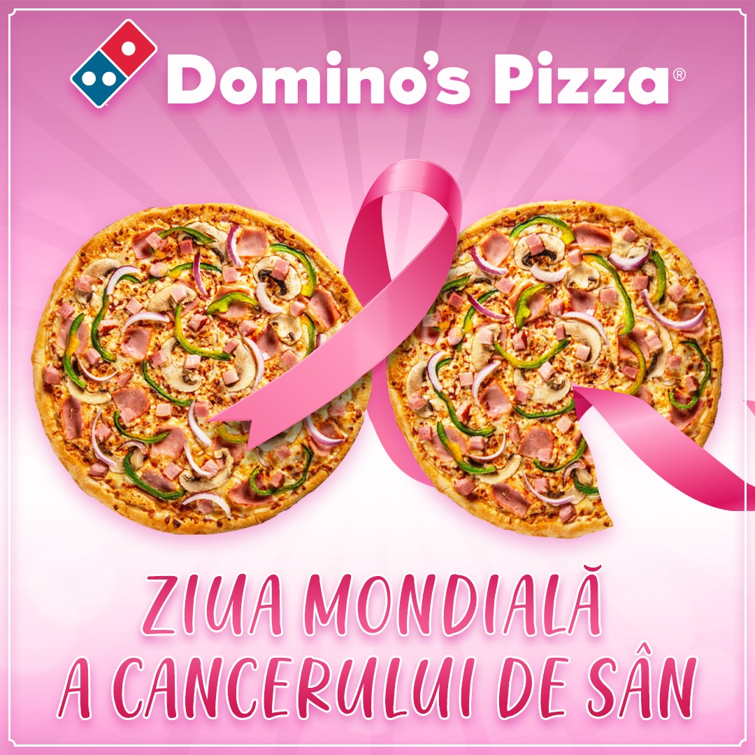 DominosPizzaRom's tweet photo. Astăzi Domino's devine roz pentru a sprijini femeile care suferă sau au suferit de cancer la sân.

"Atitudinea ucide orice cancer. Luptă, zâmbește ... ai grijă!" https://t.co/4u49gDqiKu