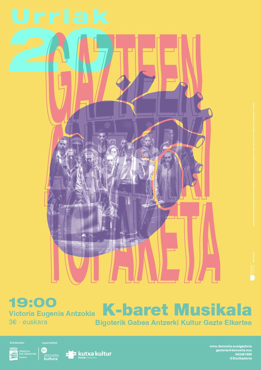 DssGazteria's tweet photo. #gazteantzerkitopaketa #gaztea #antzerkia 
📢#bigoterikgabea Antzerki taldea ezagutzen duzu?
💃#KabaretMusikala eskainiko dute bihar!
🗓️Urriaren 20an 19:00etan
🏡Victoria Eugenia Antzokia
ℹ️ https://t.co/J4fSfoFb7z
@DonostiakoUdala @donostiakultura @kutxakultur  @UsanDesign https://t.co/KxVII0Kck5
