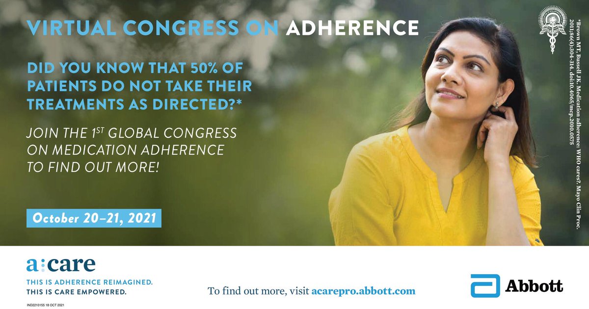 iheadoffice's tweet photo. Register now to the first global Congress on medication adherence and behavioral science hosted by @Abbott, on October 20-21, 2021.
 
Join us and register now: https://t.co/tk5qaJ1rdM https://t.co/3Km22xnx0q