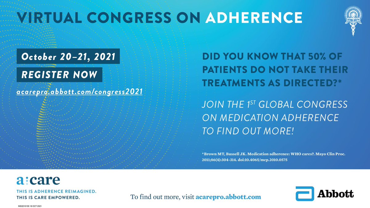 iheadoffice's tweet photo. Register now to the first global Congress on medication adherence and behavioral science hosted by @Abbott, on October 20-21, 2021.
 
Join us and register now: https://t.co/tk5qaJ1rdM https://t.co/3Km22xnx0q