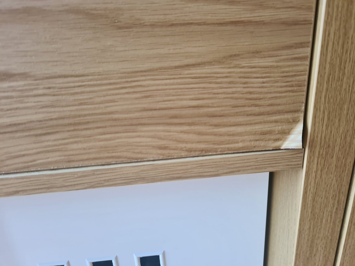 LexiVMakeup's tweet photo. @IKEAUK bought 2 months ago... Kallaz cupboard veneer is peeling off one cupboard door... https://t.co/4n9Y1AYpO2