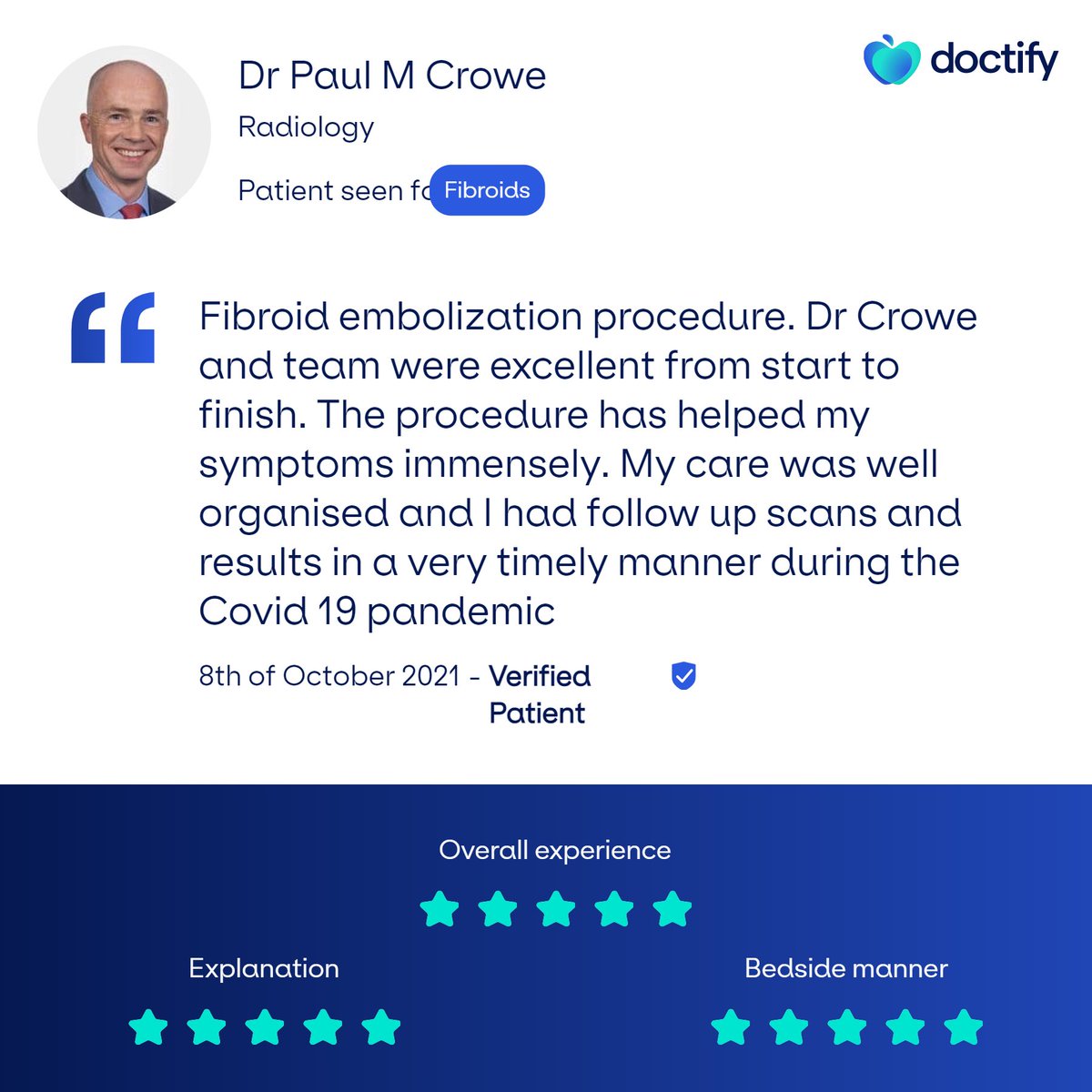 drpaulcrowe's tweet photo. Great feedback from Heartlands @uhbtrust patient #Fibroids #UFE https://t.co/Orsu8yvSls
