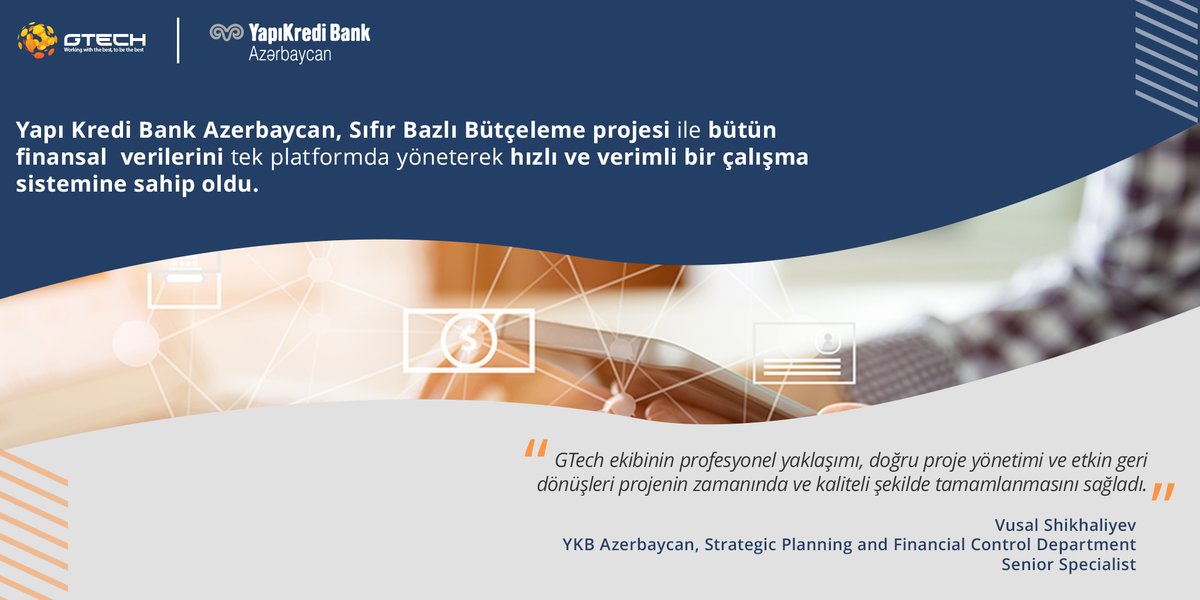 Yapi Kredi Bank Azerbaijan, Sıfır Bazlı Bütçeleme (ZBB) projemiz ile karar süreçlerini hızlandırdı. 
Projede emeği geçen Yapı Kredi Bank Azerbaijan ve GTech uzmanlarımıza teşekkür ederiz.
#gtech #yapıkredibankazerbaycan #bütçeyönetimi #finansalkonsolidasyon #sıfırbazlıbütçeleme