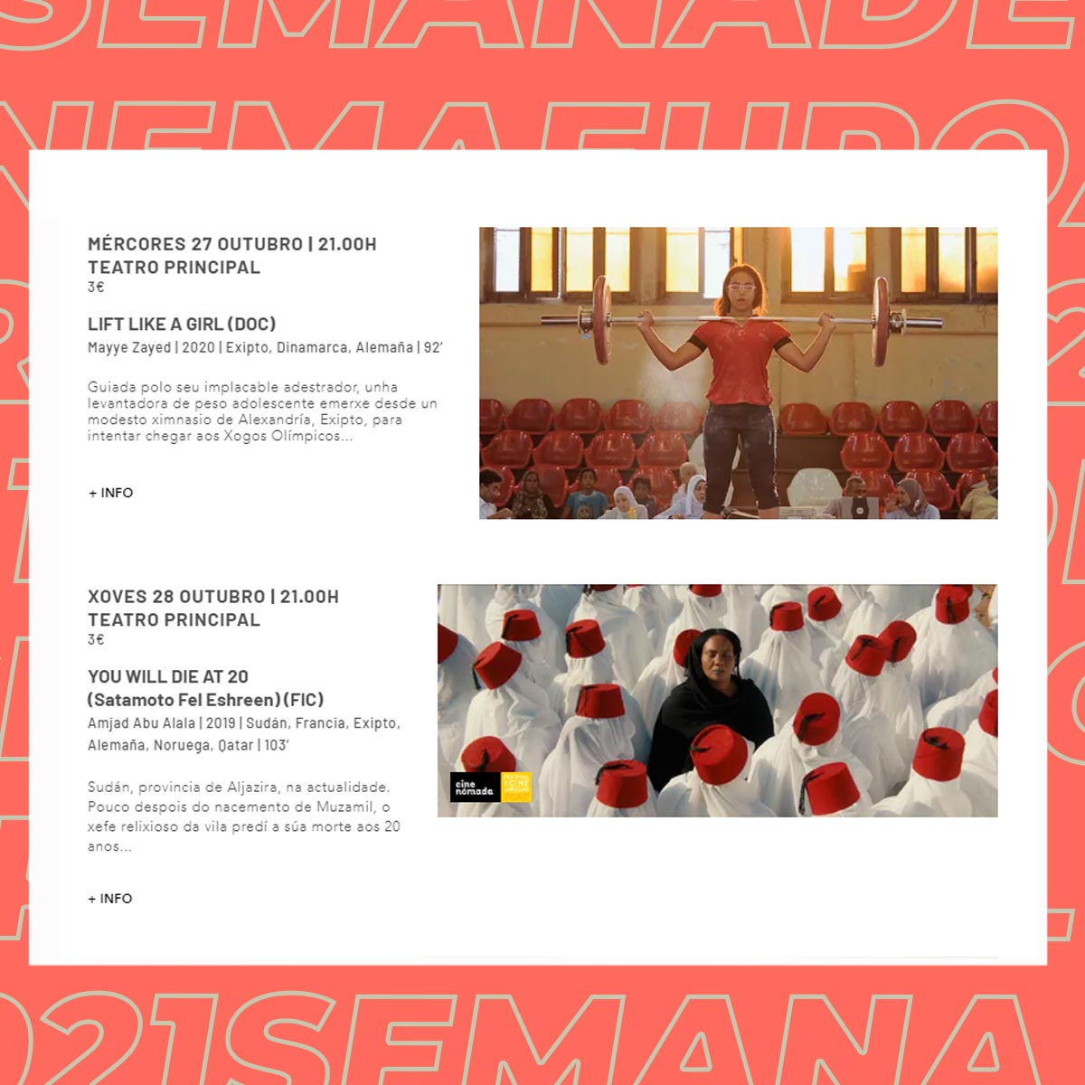 Mocidade_Compos's tweet photo. 🎉🎞  Moi pronto comeza o @AmalFestival!! Xa tes a túa entrada?

📽 3 #películas de ficción e 2 #documentais.

📌 No Teatro Principal.

📅 Do 25 ao 29 de outubro.

#Mocidade #Compostela #AmalFestival #AMAL21 #SantiagoDeCompostela https://t.co/uHTigTpMsy