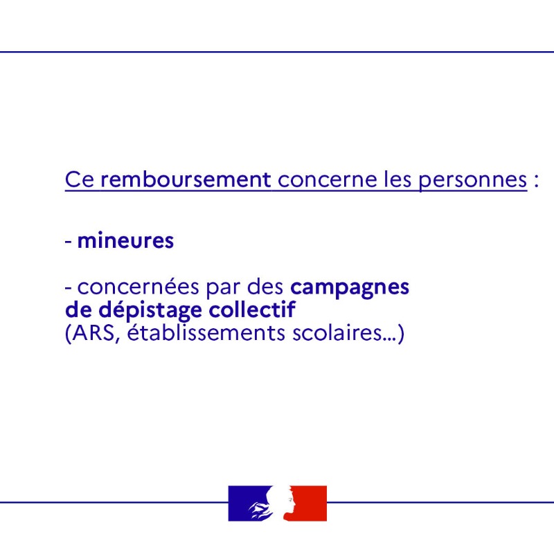 gouvernementFR's tweet photo. #COVID19 | Depuis le 15 octobre, les tests RT-PCR et antigéniques réalisés en vue d'obtenir un #PassSanitaire sont payants.
Ceux réalisés dans un but de dépistage continuent d'être pris en charge par l'Assurance maladie.

Découvrez les personnes concernées par ce remboursement ⤵️