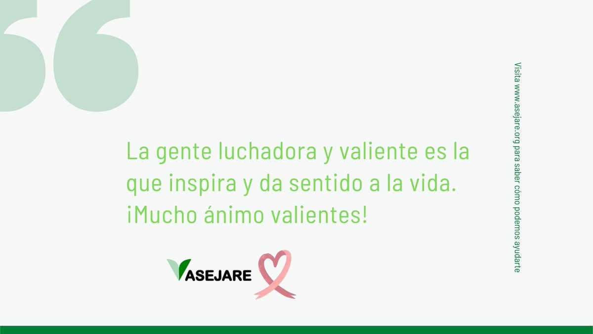 AsejareSegovia's tweet photo. 🎗️#DíaMundialCáncerdeMama 

La gente luchadora y valiente es la que inspira y da sentido a la vida. ¡Mucho ánimo valientes!

#ASEJARE #ASEJARESegovia #DiaMundialContraElCancerdeMama #DiaMundialdelCancerdeMama #Jóvenes #Mujeres https://t.co/GdmFeqdwml