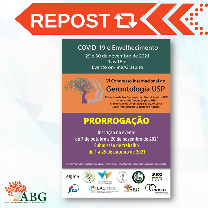 abgeronto's tweet photo. O evento desse ano conta com o tema "COVID - 19 e o Envelhecimento", será inteiramente online e gratuito!
A data para envio de trabalhos foi prorrogada até dia 25 de outubro!

Mais informações:
https://t.co/o5BEQRwEP3

#ABGeronto #gerontologia #envelhecimento #covid19 #congresso https://t.co/UAaAiOw39B