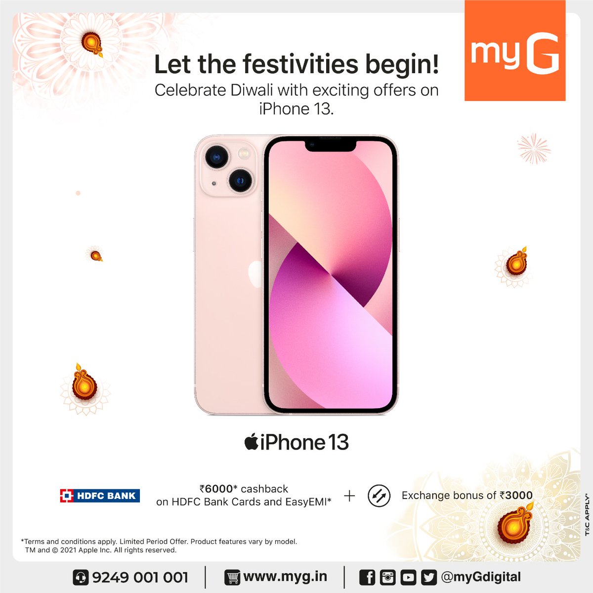 myGdigital's tweet photo. Grab this amazing festive offer for apple gadgets!
Celebrate this Diwali with exciting offers - Get exciting cashback offers, exchange bonuses, and EMI options.

#apple #applegadgets #iphone #applewatch #imac #laptops #myG #VeroruRange https://t.co/3eplsBK1iQ