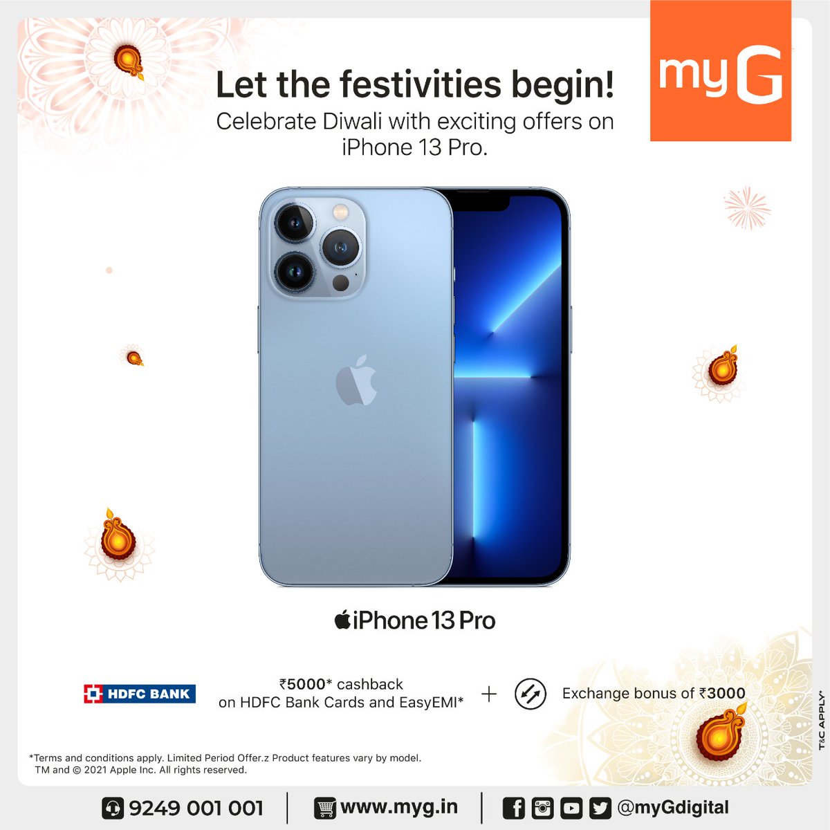 myGdigital's tweet photo. Grab this amazing festive offer for apple gadgets!
Celebrate this Diwali with exciting offers - Get exciting cashback offers, exchange bonuses, and EMI options.

#apple #applegadgets #iphone #applewatch #imac #laptops #myG #VeroruRange https://t.co/3eplsBK1iQ