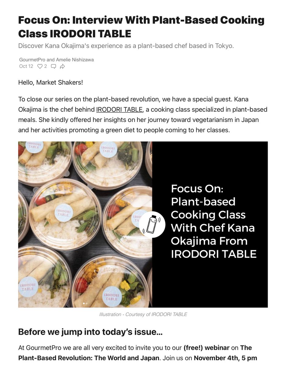 Ryozan_Park's tweet photo. 以下RZPメンバーOkajima Kanaの英語インタビュー👩‍🍳

Check out Kana Okajima’s interview with @GourmetPro_co on her cooking class IRODORI TABLE a cooking class specialising in plant-based meals🥗 https://t.co/ROyxif2S0k