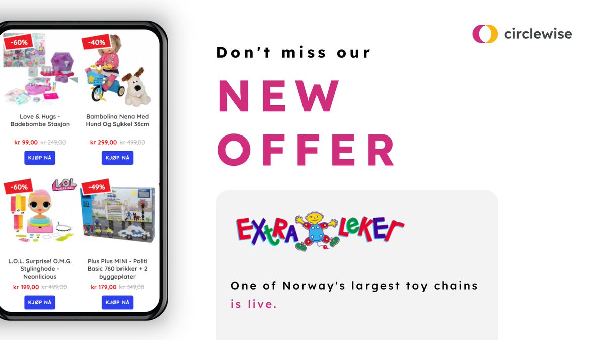 Circlewise_AS's tweet photo. Extra Leker - one of Norway's largest toy chains - is live with Circlewise! π₯³
https://t.co/CCa3TRrP2E
#circlewise #marketing #affiliatemarketing #partnershipmarketing #performancemarketing #affiliateworld #affiliatemarketinglife #digitalmarketing #affiliateprogram https://t.co/jr4s6H32f7