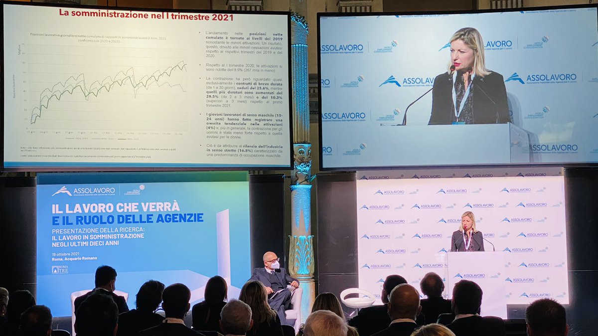 assolavoro's tweet photo. “Gli ultimi dati ci mostrano una ripresa incoraggiante della #Somministrazione dopo la fase acuta della crisi sanitaria, grazie al rilancio dell’industria. Crescono i contratti di lunga durata”. Silvia Ciucciovino Prorettore @UnivRoma3 
#lavorodivalore #ilLavoroCheVerrà https://t.co/fMXj8ESu4f