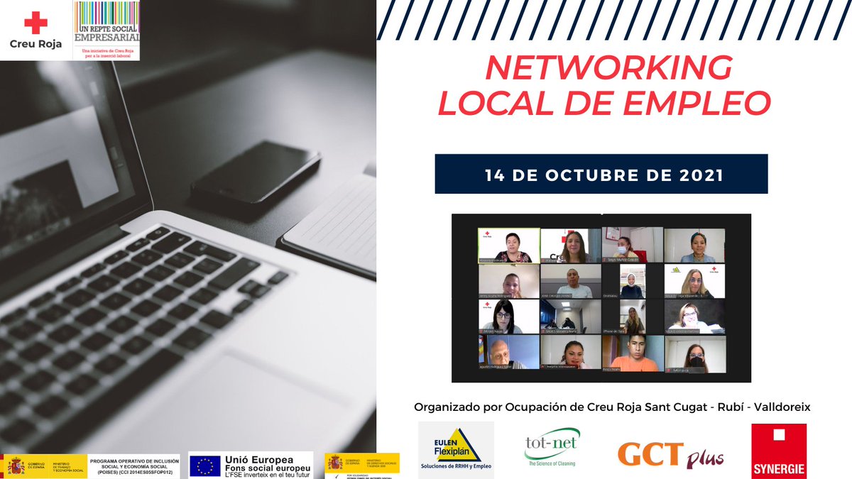 OcupacioCR's tweet photo. Realizado el #NetworkingLocalEmpleo, con el objetivo de fomentar la intermediación laboral de l@s participantes de @CreuRojaStCugat
Gracias @rosauralastruey por dinamizarlo y a todas las empresas #EulenFlexiplán #GCTPlus #Totnet #Synergie
#PlanEmpleoCruzRoja #OcupacioCreuRoja https://t.co/Kr0QJBfIP6
