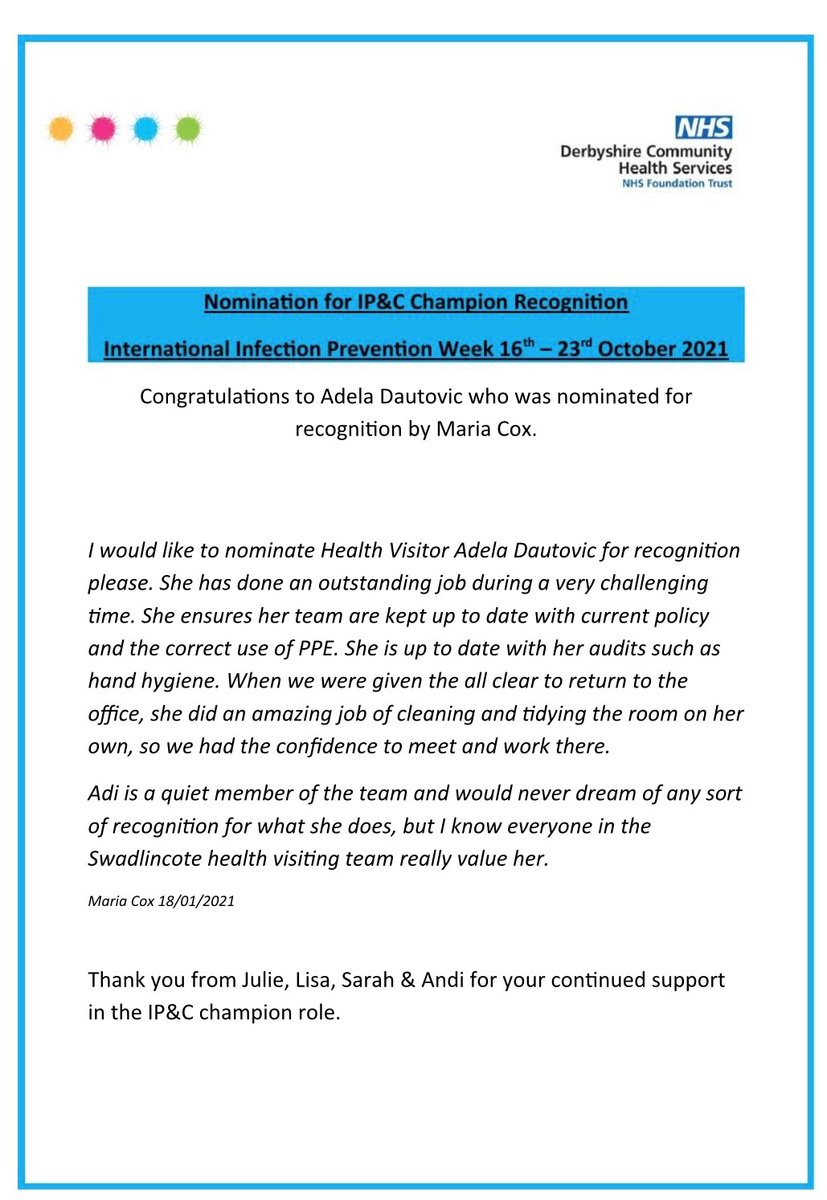 DchsControl's tweet image. As part of International Infection Prevention week, the team want to recognise our wonderful IP&amp;amp;C champions.