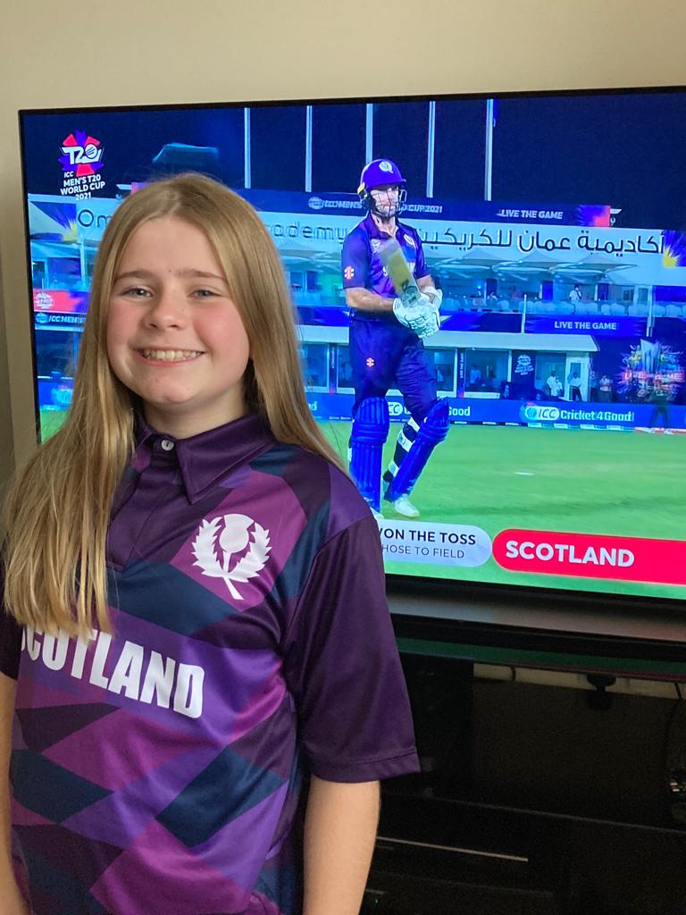 Scotland's kit designer 👇

12 year-old Rebecca Downie from Haddington 👋

She was following our first game on TV, proudly sporting the shirt she designed herself 👏

Thank you again Rebecca!

#FollowScotland 🏴󠁧󠁢󠁳󠁣󠁴󠁿 | #PurpleLids 🟣