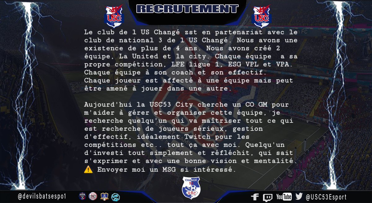 ⚠️Recherche Co GM⚠️ <a href="/Pioune29/">GDB Pioune29</a> <a href="/Mike_Garo64/">BPe Mike Garo</a> @RecrutementClub @CpMercato <a href="/devilsbatsespo1/">Devils Bats</a>