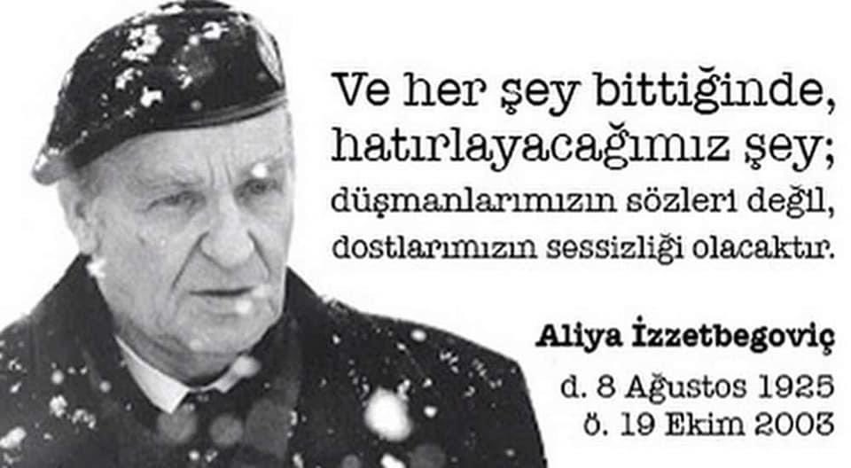 PcRaytel's tweet photo. Bilge kral Aliya İZZETBEGOVİÇ ruhun şad olsun
-Mezarıma anıt yapmayın, öldüğümde Osmanlı askerleriyle, Bosna şehitleriyle yan yana yatmak istiyorum.
-"Devlet.”Devletin ne kadar önemli olduğunu hepimiz idrak etmeliyiz. Devletsiz bir millet boşluğa düşer, rüzgarda savrulup gider." https://t.co/4lITtD6ynE