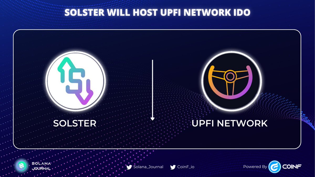 0xSmoothplay's tweet photo. @solster_finance will host @upfi_network #Idolaunchpad
IDO, a #TokenSale event in November.
Join #UpfiNetwork testnet at https://t.co/BADQmExonN
For more details:
https://t.co/rIz13PBpCL
#Solster #UPFI #Solana #IDO https://t.co/VaMW9qNHvv
