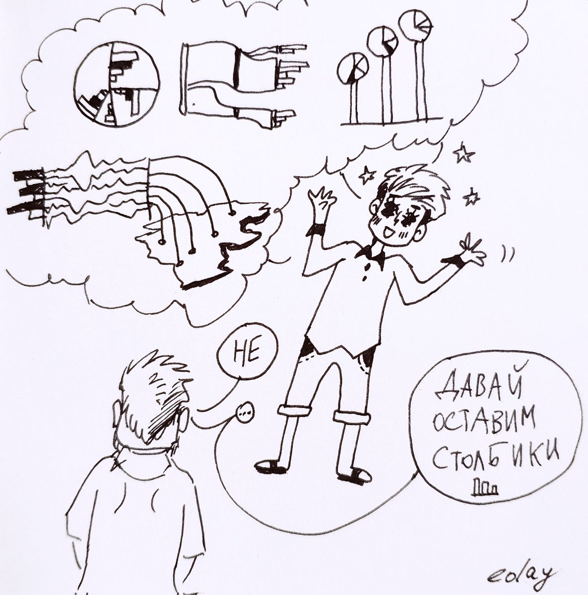 eolay13's tweet photo. "No, let's use bar-charts"
#dataviz #comics #datacomics https://t.co/kQBbpWQQkt
