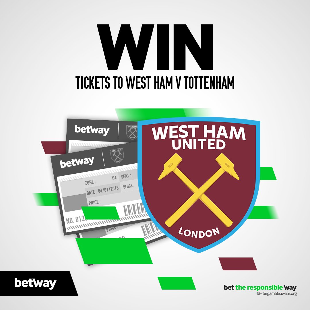 betway's tweet photo. We've got tickets to give away for @WestHam v Tottenham on October 24th! 🎫

For a chance to win:
🔁 RT this tweet
🖱️ Follow @betway
 
Winners will be announced the afternoon of Wednesday 20th.

Terms: https://t.co/fbClDivIik https://t.co/nlvf39mkA2