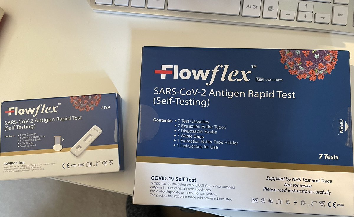 AndySweet86's tweet photo. @grantshapps This is great news, but can you explain why the box on the left cost me £24 from @RandoxOfficial but I can get a box of 7 for free from the NHS Test and Trace? https://t.co/WSbEKqbrmF