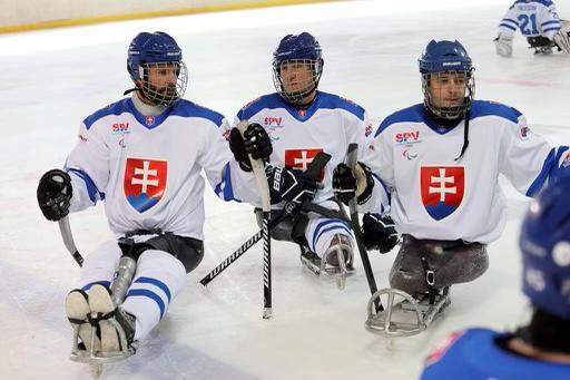 Slovenskí reprezentanti v parahokeji si na tréningu vyskúšali nové dresy 👌

Slovak national para ice hockey team during practise in the brand new jerseys. 
#Paralympics #Olympics