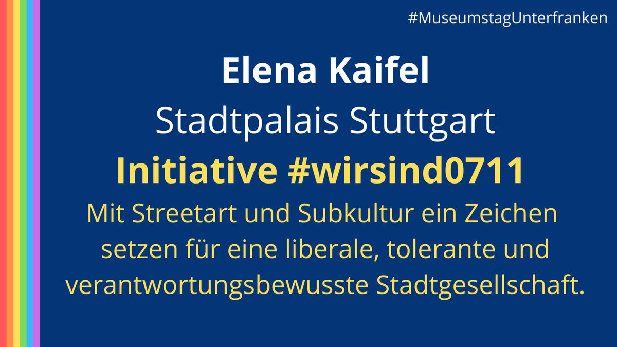 Der zweite Teil vom #MuseumstagUnterfranken beginnt mit 3 Kurzreferaten. 
Ich freue mich, dass <a href="/ElenaKaifel/">Elena Kaifel</a> vom @DasStadtPalais über die Initiative #wirsind0711 berichten wird!