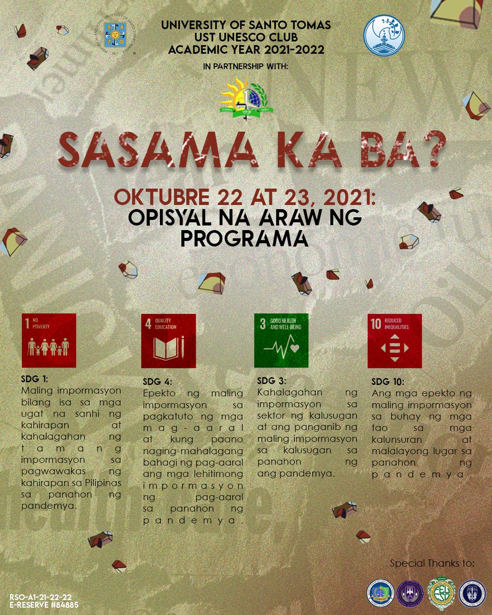 UST_UNESCOClub's tweet photo. Ngayon’t nasa gitna tayo ng pandemiya, laganap ang pagkalat ng mga maling impormasyon na siyang nagdudulot ng gulo at kalituhan sa maraming komunidad lalo na sa larangan ng Edukasyon at Kalusugan. https://t.co/gpwO9YnPll