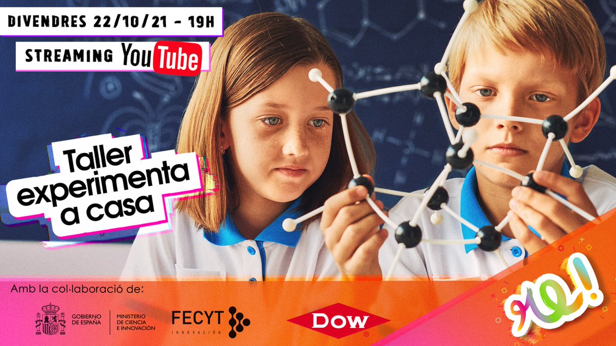 Teniu petits científics en potencia d’entre 5 i 10 anys a casa o a classe?
Apunteu-vos al nou taller d’experiments en directe!
5️⃣ nous reptes per fer junts pas a pas en directe via YouTube
📆Divendres 22/10/21
⏰19h
ℹ️Inscripció i llistat de materials
👇repteexperimenta.cat/2021/experimen…
