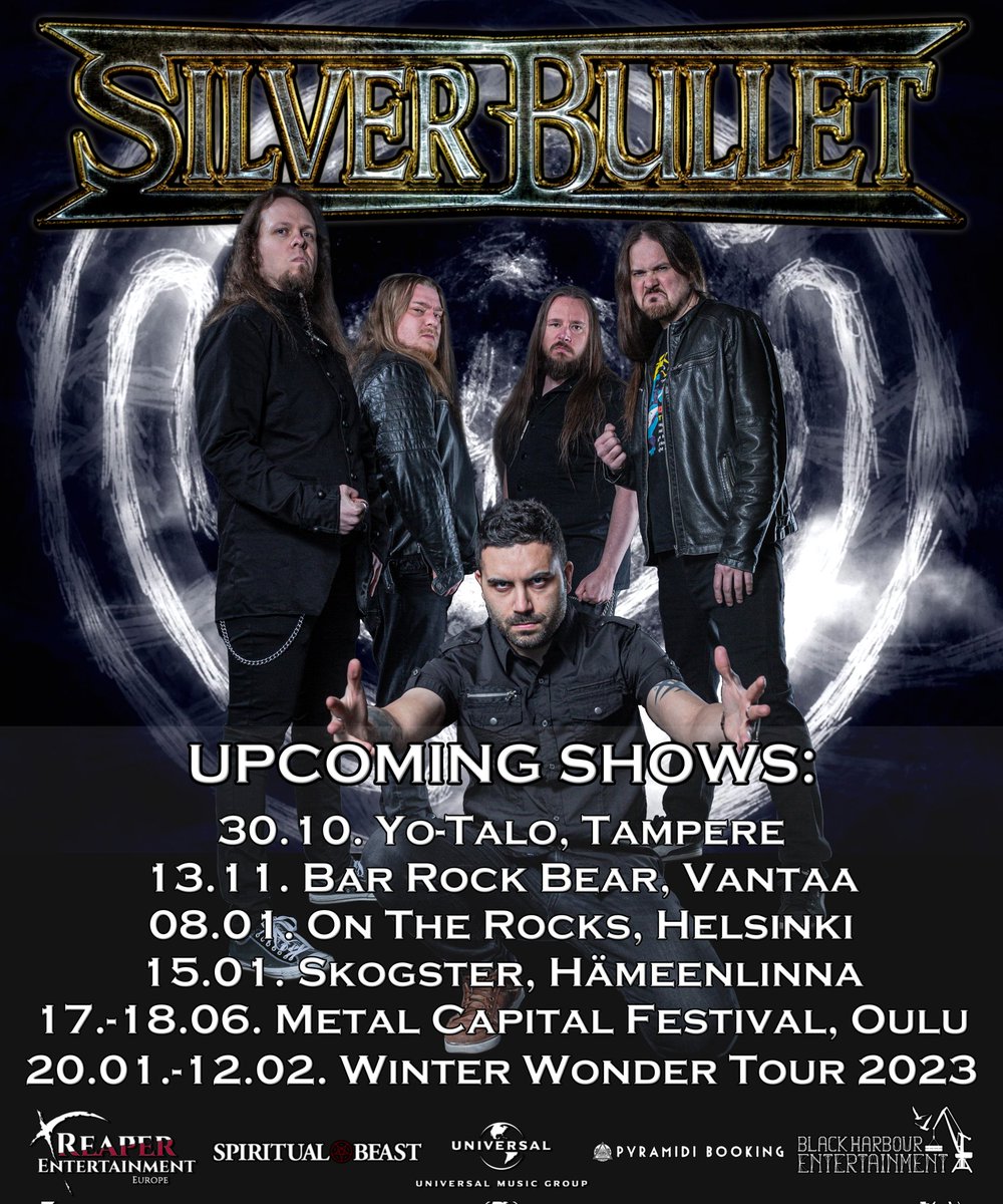 Silverbulletoff's tweet photo. More shows confirmed! It will be a blast to play the first Metal Capital Festival! Sadly the tour with Twilight Force had to be postponed until 2023. Stay metal! 🤘😎🤘

@ReaperEntertain
@spiritualbeast
@UMG_News
@Black_Harbour
@TwilightForce_

#silverbullet #tourdates https://t.co/hXz7RtGBiM