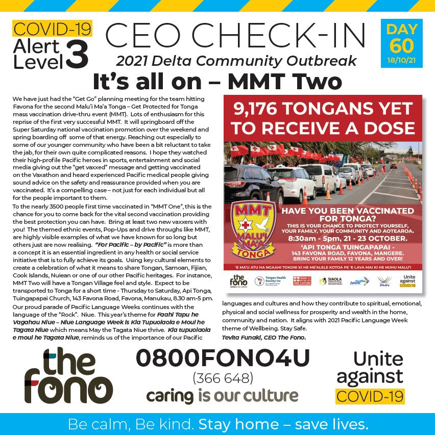 thefonohealth's tweet photo. 💛 CEO CHECK-IN | Message from our CEO, Tevita Funaki for Day 60 | Monday 18th October - "It's all on - MMT Two..." 💛 #thefono #caringisourculture #oceaniacareeracademy #mmt2 https://t.co/HWwwhuQ7aP