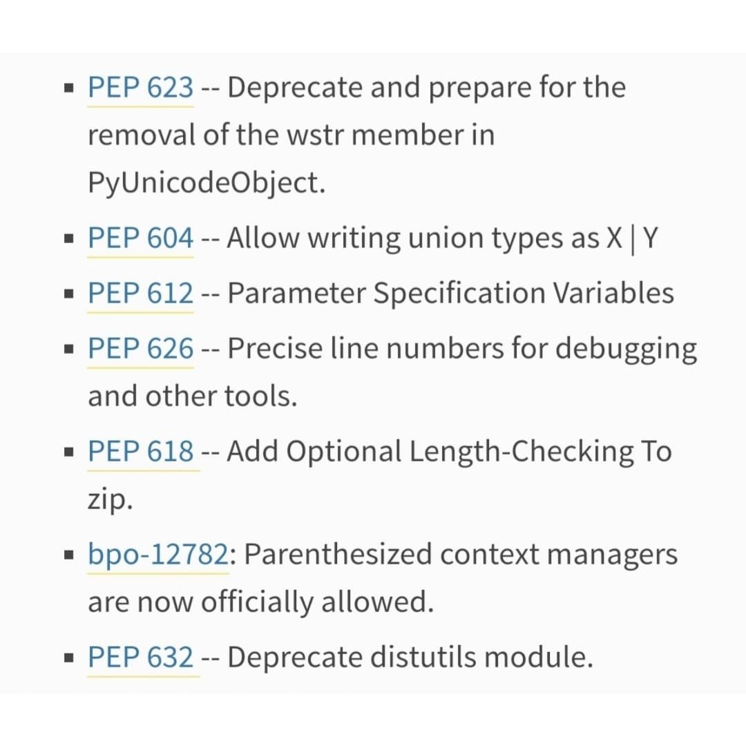 aducators_in's tweet photo. 🥸 Our favorite #python 3.10 version is now released. New version is loaded with new features and optimization. Check all images of this post to learn list all new features on compared with older 3.9 version. 

Releas Date: October 4, 2021

#aducators 
#python3
#education 
#free https://t.co/IOgMPNG23z