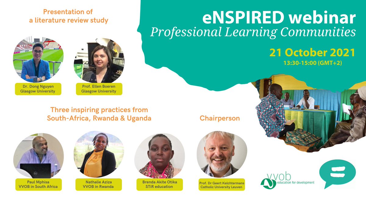 eNSPIRED_org's tweet photo. Zijn #PLGs effectief als instrument voor de professionele ontwikkeling van leerkrachten &amp; lerarenopleiders?

👉 kom het deze donderdag te weten tijdens ons webinar
🗣️ met internationale sprekers uit Rwanda, Zuid-Afrika &amp; Uganda

🖌️ Schrijf je nog snel in: https://t.co/TkvJIfHhGk https://t.co/1XDgeUobs6