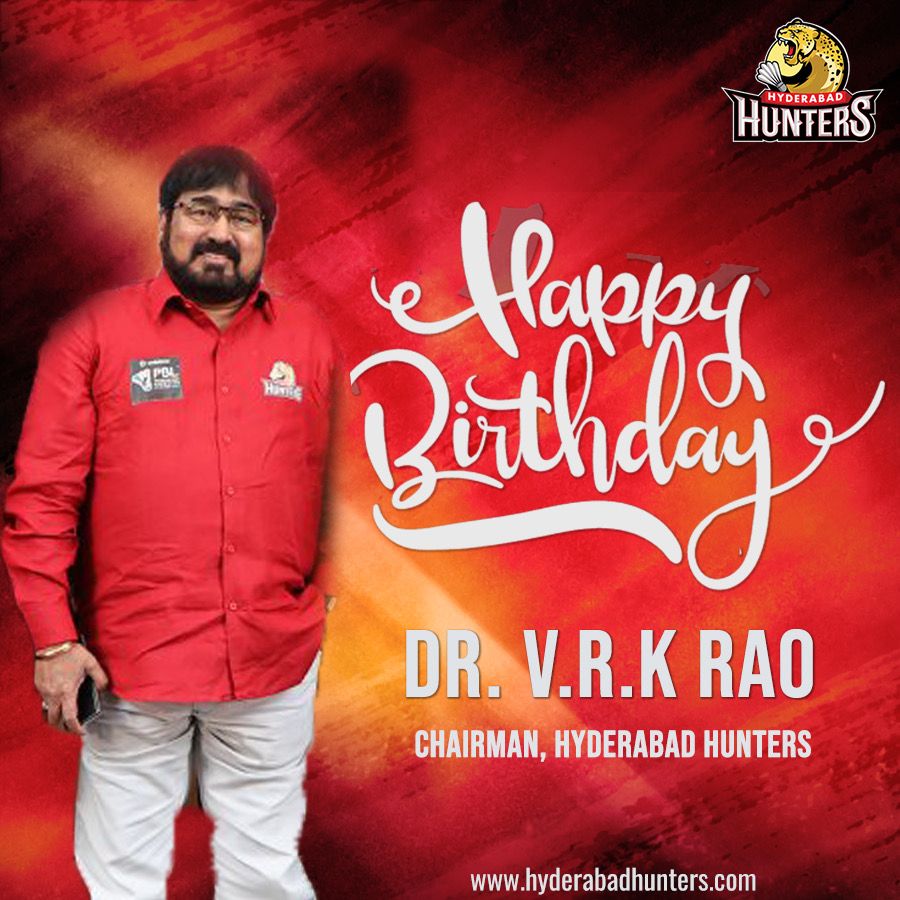 Hyd_Hunters's tweet photo. To a visionary par excellence, a leader of men, and a man of honour! Wishing Dr VRK Rao a very Happy Birthday - to many more years of good health &amp; years full of adventure!

#huntersarmy #hyderabadhunters https://t.co/jCO8HUFUpw