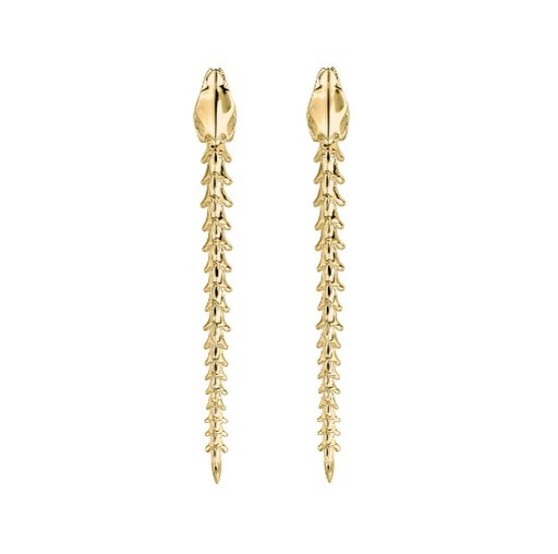 New collection!
These long drop gold earrings from Shaun Leane have an elongated serpent’s spine that hangs elegantly, subtly catching the light whilst echoing the movement of your body. Available in store and online.