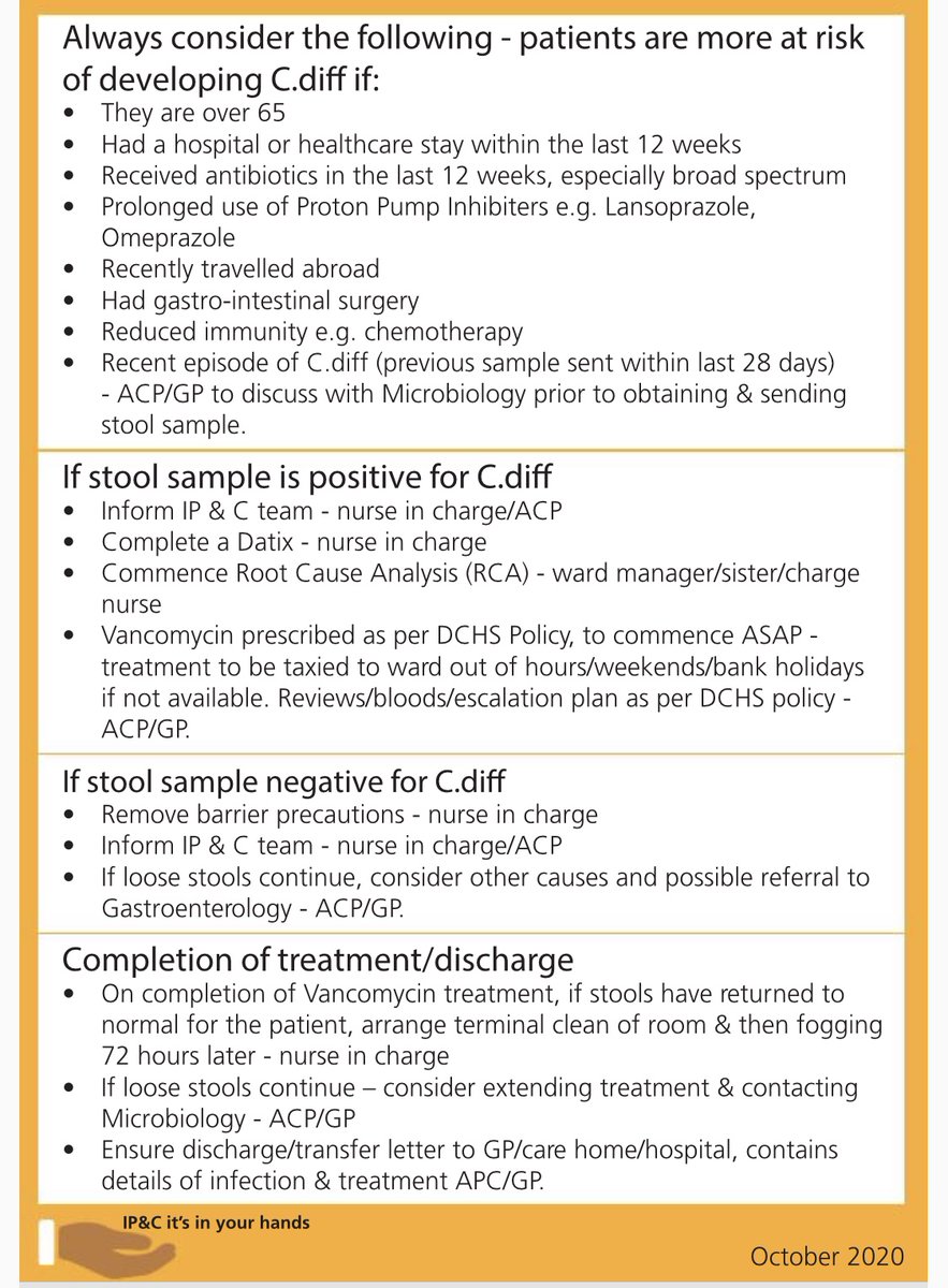 DchsControl's tweet image. Do you know what to do if a patient has loose stools?