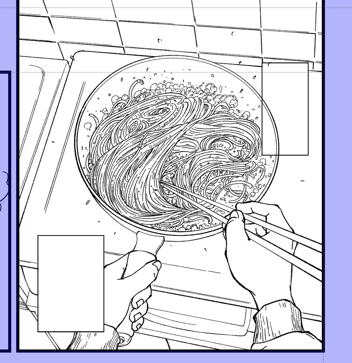 ショート漫画のペン入れデイでした。

パ〜スタ〜🍝 