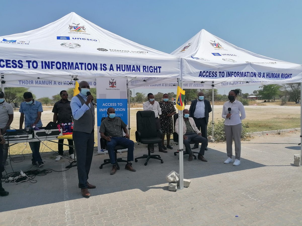 MICTNamibia's tweet photo. Access to Information Bill Awareness Exercise Team @UNESCOWindhoek  Law Reform and Development Commission &amp; @ISOCNamibia had fruitful engagements with community leaders, traditional authority leaders &amp; residents of Nkurenkuru, Kavango West Region on Monday, 18 October.
#atibill https://t.co/Qt4Zpql5q9